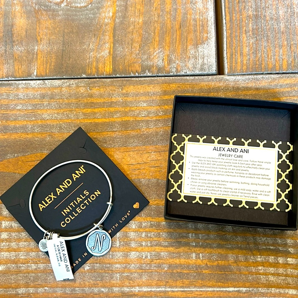 Brand new Alex and Ani initial bangle bracelet.
